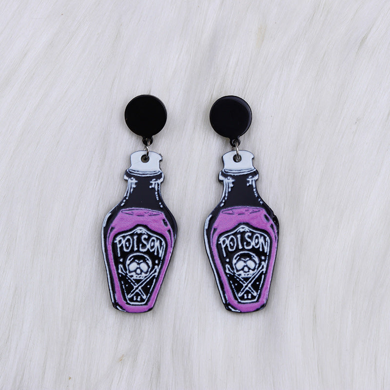 Wholesale Hand Paw Skull Gold Acrylic Earrings